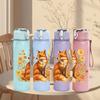 1PC Sunflower Wild Fox Art 750ml Color Plastic Sports Water Bottle Leakproof Flip Straw Lid Suitable for Sports Office Home Use