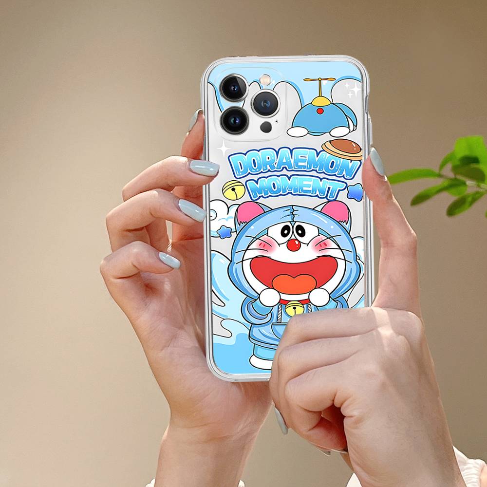 Cute Cartoon D-Doraemons TPU Silicone Case For IPhone 11 12 13 14 15 16 17 Pro Max Shockproof Clear Back Cover