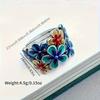 Bohemian style 925 sterling silver flower ring for women, vintage ethnic handmade fashion jewelry
