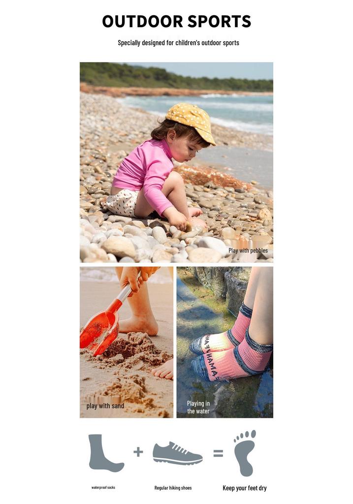Teen Waterproof Hiking Socks: Ideal for Outdoor Adventures, Stream Crossing, Wading, Boating, and Mountaineering—Windproof & Sandproof.