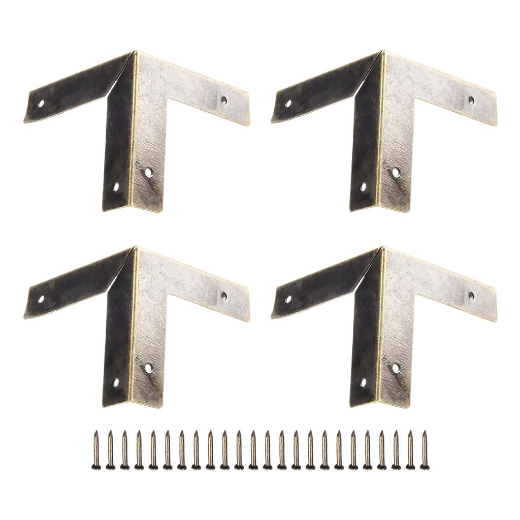 4pcs Box Corner Protector Zinc Alloy Corner Trim Protect Four Side Corner Protection Decorative Corner With Nails 33MM