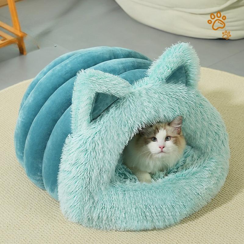 Winter Warm Long Plush Pet Cat Nest House Warm and Comfortable Suitable for Small To Medium Cats and Dogs Mat Animals Sleeping