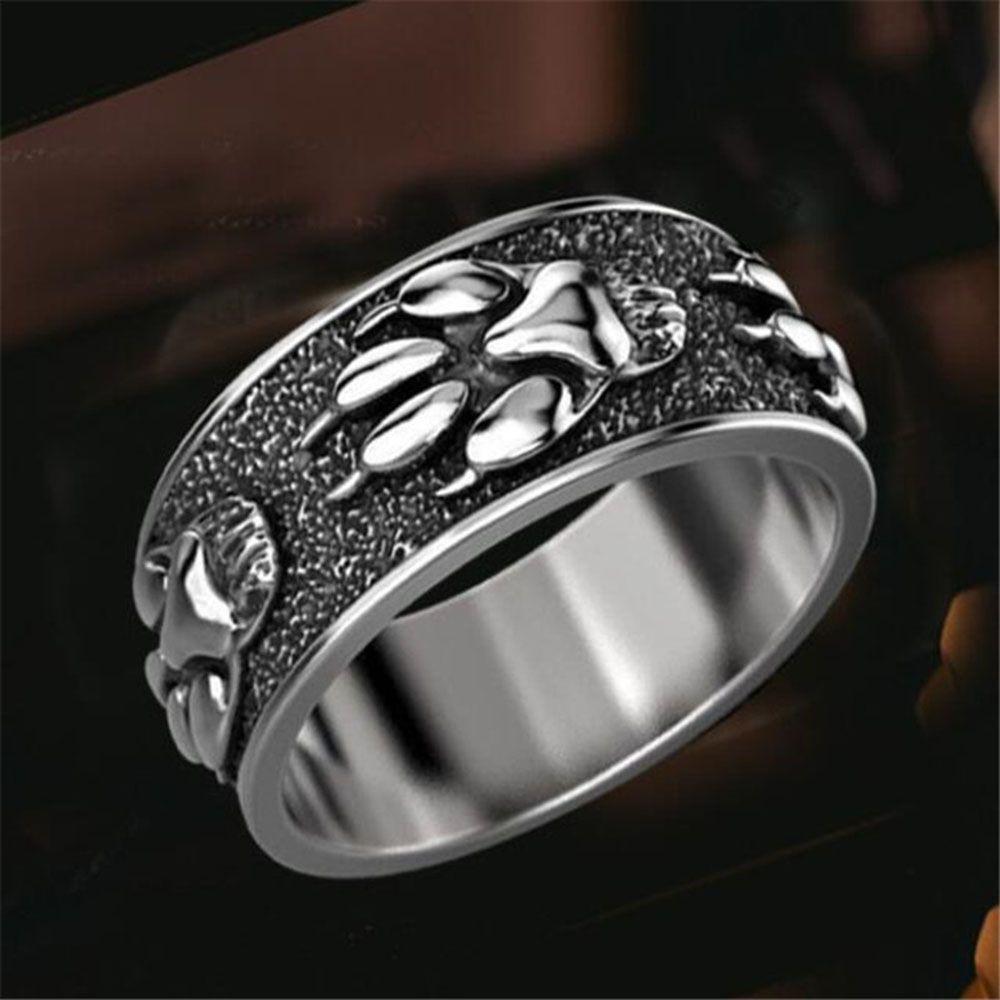 

Креативные мужские серебряные модные панк-кольца с принтом лапы ювелирные аксессуары