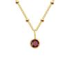 Stainless Steel Vacuum-Plated Birthstone Rhinestone Necklace for Women - Fashionable European & American Style