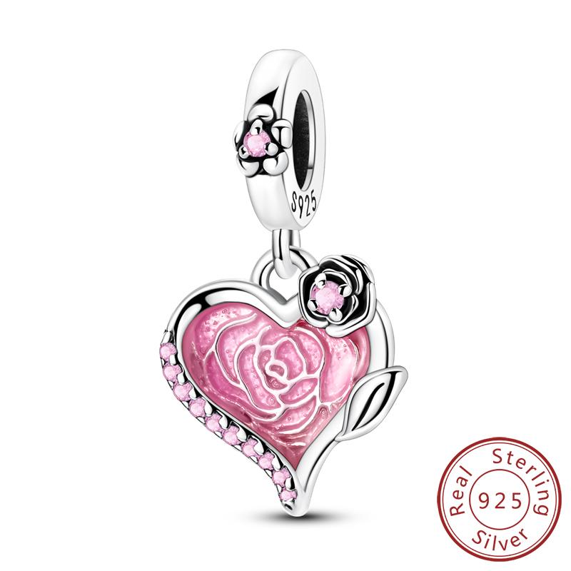 Charms Copper Shining Love Bear Elephant Apple Cherry Rose Charms Beads Fit Original Bracelet Pendant Woman Jewelry