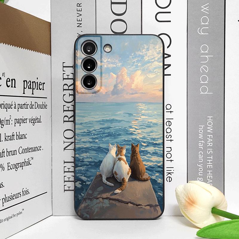Funny Cute Cat Cartoon Pattern Phone Case for Samsung Galaxy S25 S24+ S23 Ultra S22 Plus S20 S21 FE M53 M34 M36 Soft Back Cover