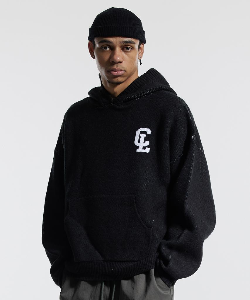 CREAM SODA LAB Cl Washed Graphic Jacquard Hoodie Knit Black