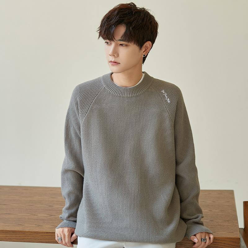 

Осенне-зимний внутренний свитер, однотонный, высококачественный свитер с круглым вырезом, свободный тренд, повседневный мужской трикотаж 3XL