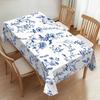 Vibrant Blue Flower Tablecloth Daisy Wildflower Botanical Print Washable Fabric Table Cover for Kitchen Dining Party