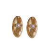 Silver needle geometric oval pearl earrings light luxury high-end stud earrings women's European and American exaggerated fashion simple earrings