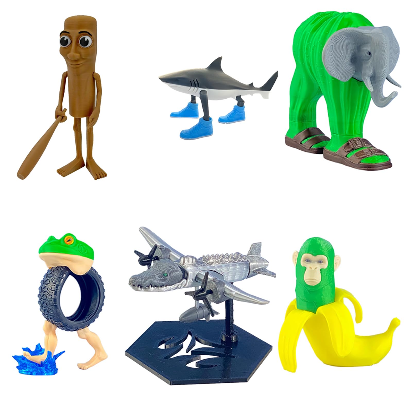 

Raineed TungTungTungSahur Фигурки, 3D-печатные коллекционные куклы, Животные, Дети, Подарки на день рождения (Набор из 6)