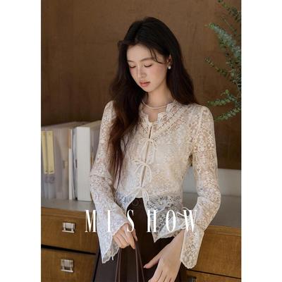 Mishow Women's Lace Tie-Front Blouse