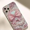 Large Pink Bow Anti-Fall Transparent Case for iPhone 14-17 Pro Max