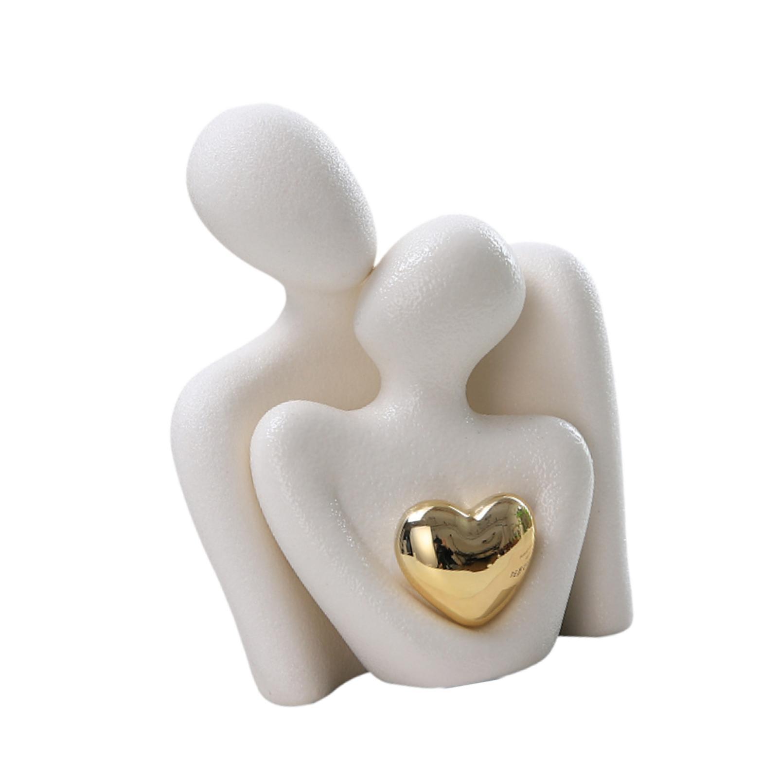 

Ceramic Couple Sculpture Lovers Statue Hugging Couple Figurine for Wedding Gifts белый
