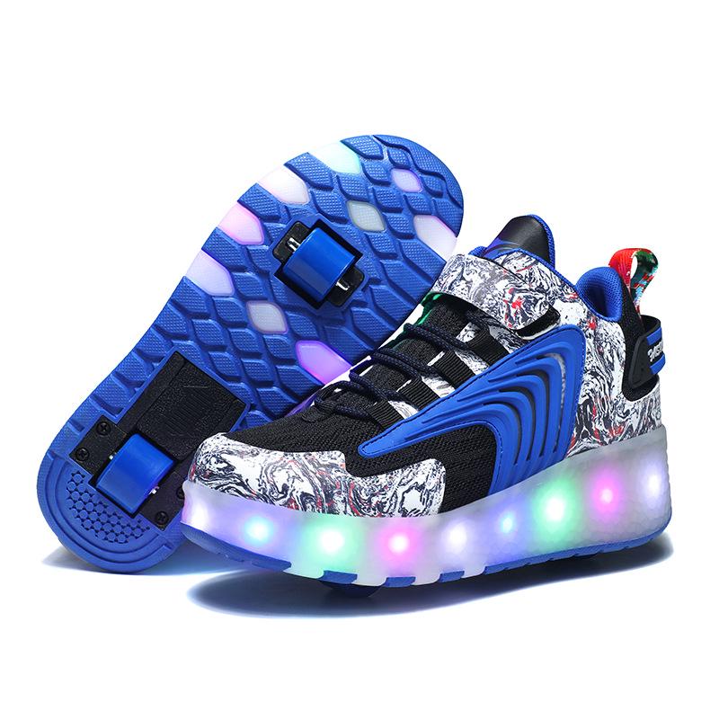 LED Light-Up Roller Shoes: Single/Double Wheel Wheeled Skates for Students