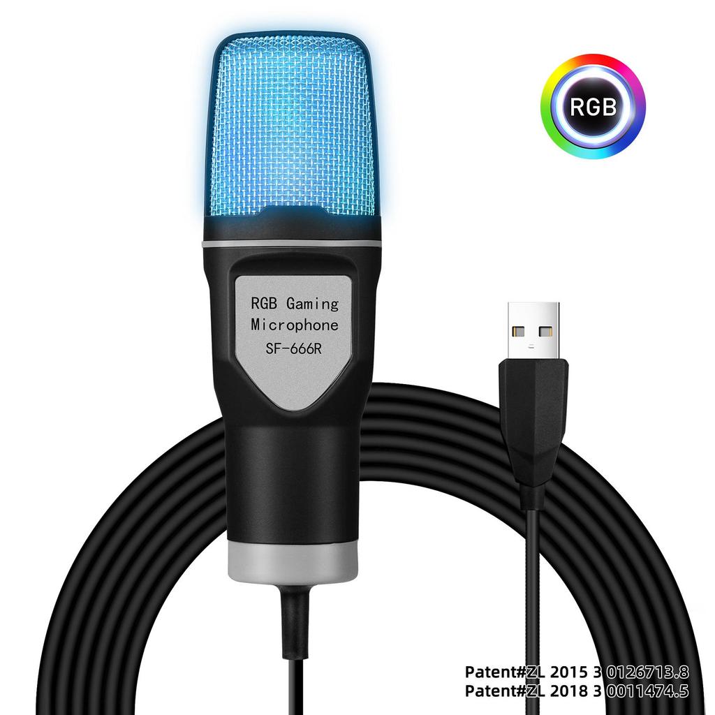 SF-666R RGB USB Condenser Microphone with Shock Mount for Gaming