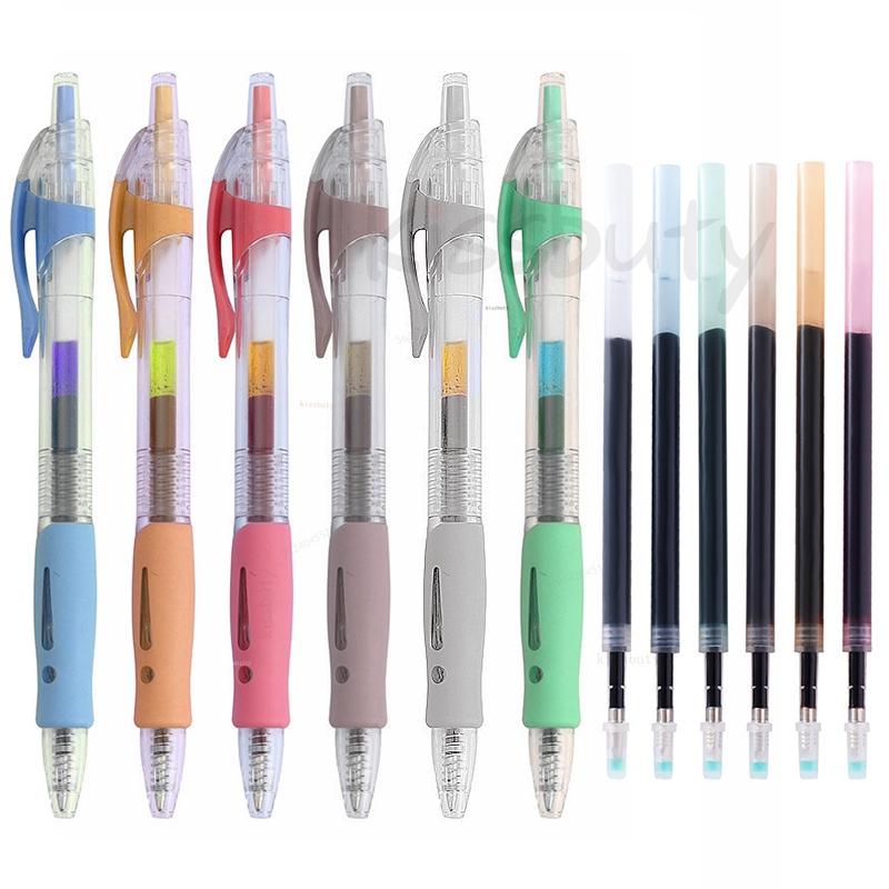 Xiaomi 6/30Pcs Vintage Colour Retractable Gel Pen Writing Refills Painting Graffiti Colored Ballpoint Pens School Office Stationery