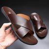 2024 New Designer Men Sandals Summer Fashion Genuine Leather Simple Vietnam Slipper Comfortable Cool Beach Shoes