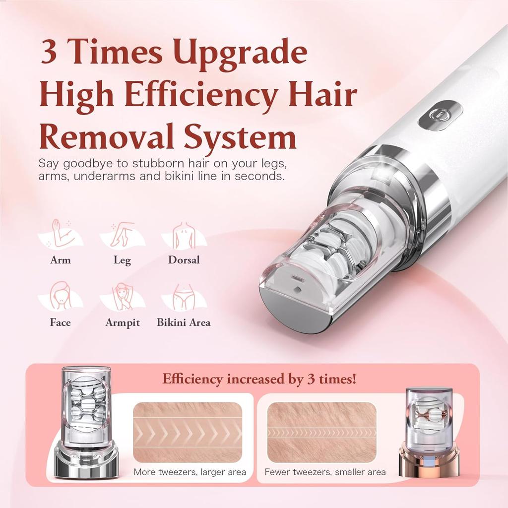 2-in-1 Rechargeable Epilator for Women with LED Light, Hair Removal Tool for Legs, Face, Bikini, Arms - Travel-Friendly Upgrade