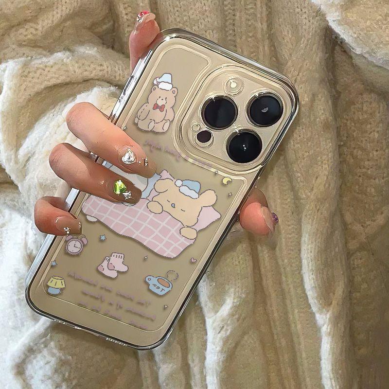 Schlafender Bär Transparent Cartoon Weiche Hülle für iPhone 17 Pro/Pro Max