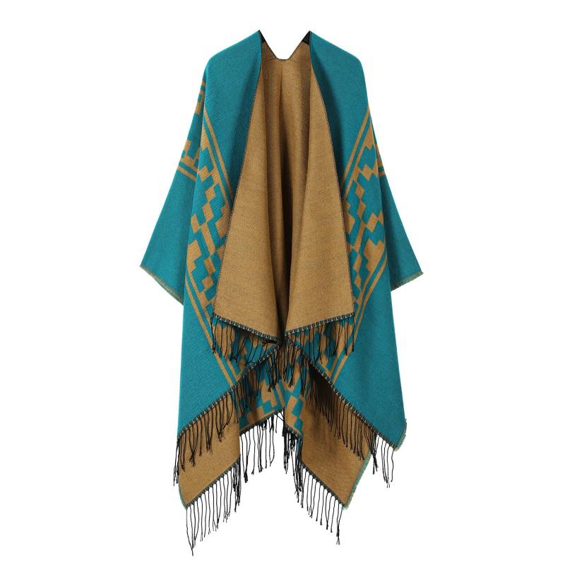 Womens Knitted Double-sided Thick Shawl Blanket Air Conditioner Room Warm Fashion Versatile Cape