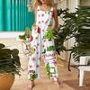 Women's Fashion Christmas  Print Casual Retro Sleeveless Button Jumpsuit