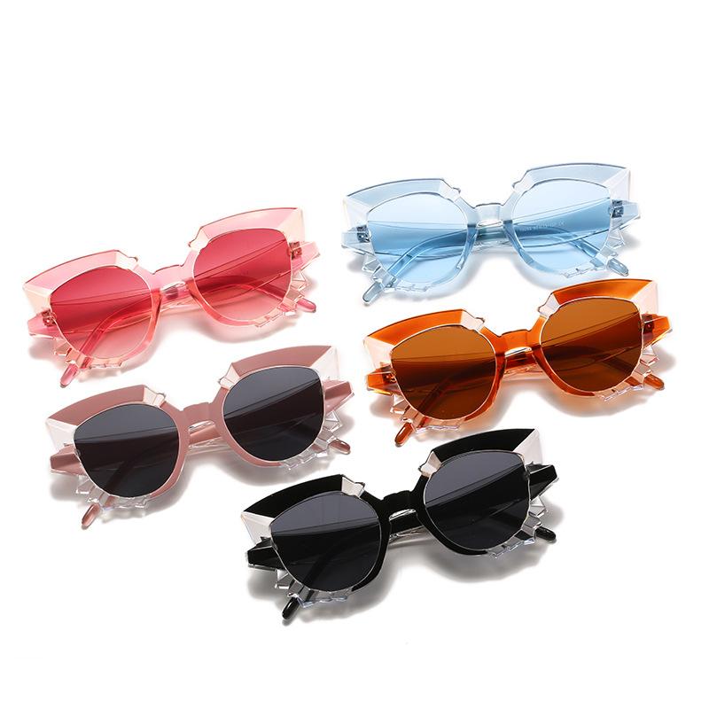 Ochelari de soare, Ochelari de soare retro poligonali de culoare multiplă castană de apă, Pentru femei, Ochelari de soare personalizați în formă de ochi de pisică