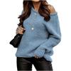 Autumn Winter Off-Shoulder Round Neck Pullover Loose Plus Size Sweater for Women