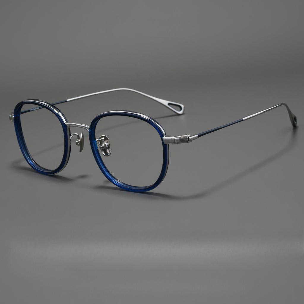 Light Luxury Brand Ultra Light Acetate Titanium Round Glasses Frame Men Women Retro Top Quality Optical Prescription Eyeglasses
