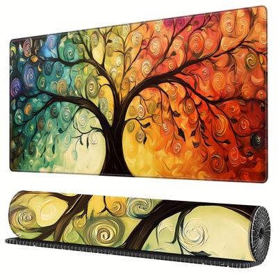 Buntes Baum des Lebens Design Mauspads 900x400MM Rutschfeste Gummi Schreibtischunterlage Große Erweiterte Tastatur Mauspads Büro Zuhause Gaming