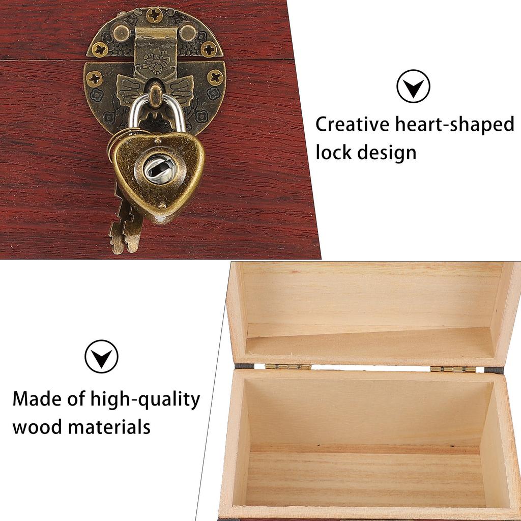 1Pcs Wooden Money Saving Bank Creative Heart Lock Storage Box Decorative Home Office Ornament Saving Box Premium Wood