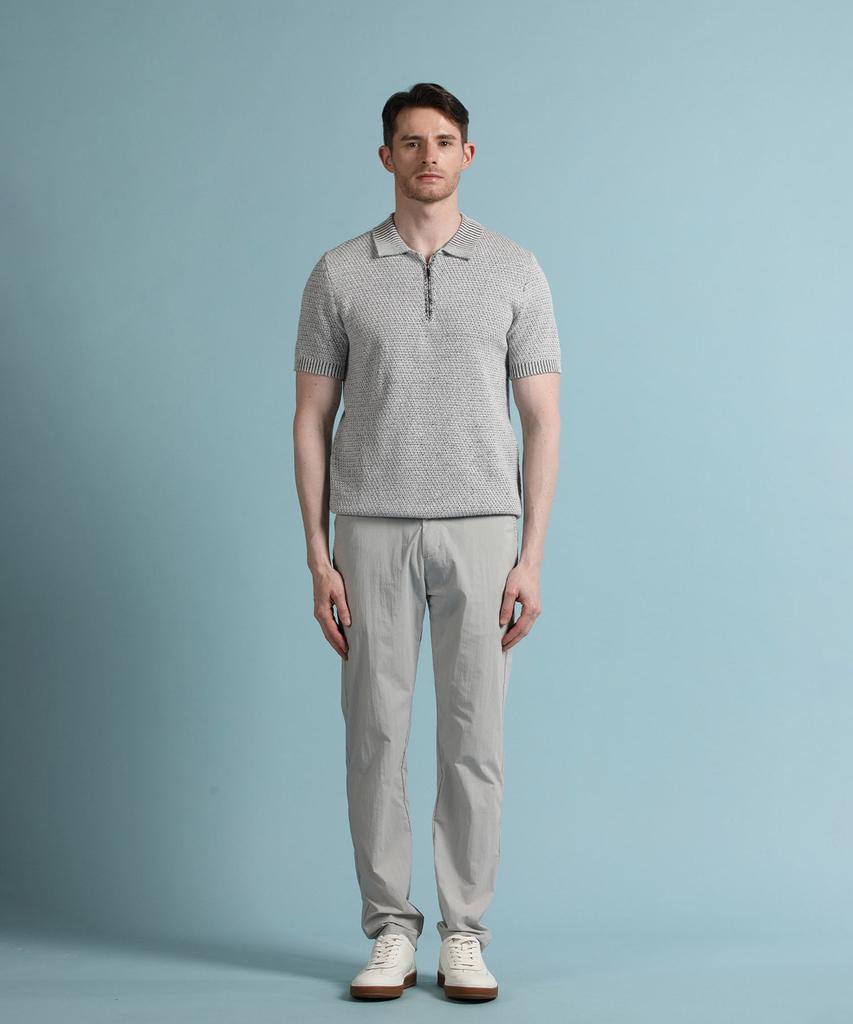 PANICALE Grey Melange Half-Zip Polo Knit