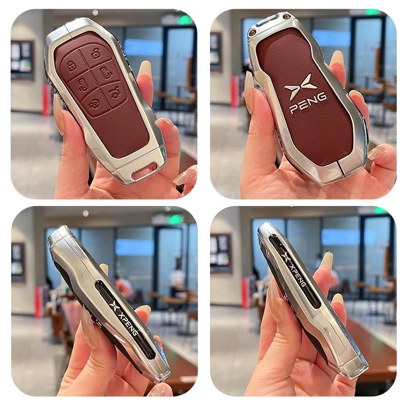 Metal Leather Key Case for 25 Xiaopeng Models: Fits X9, G6, P7i, G9, P5, G3