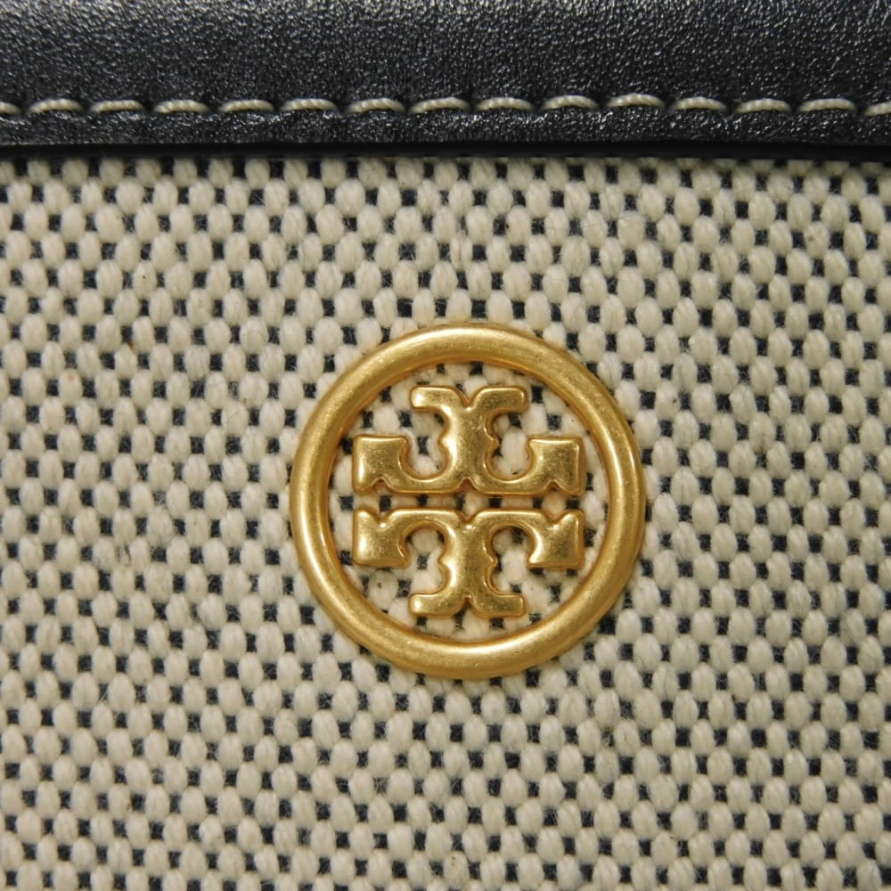 Used Walker Large Canvas Satchel (10833) and Navy Calfskin 2-Way Shoulder Bag (7924) with Double T Logo in Natural,