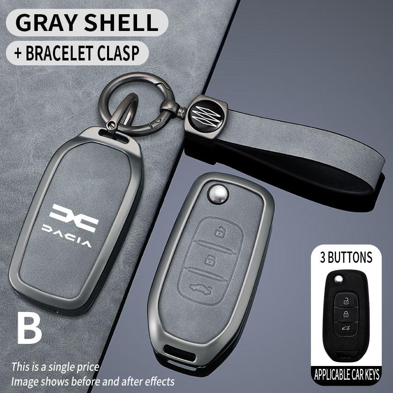 LYRH4 Fashion Leather Car Key Case Cover Shell Fob For Dacia Logan Sandero Stepway 2025 Duster Lodgy Spring Jogger Bigster For Renault