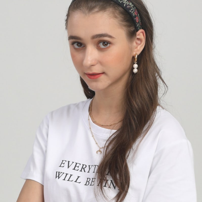 LALA Rose Pattern Hairband P-Black Red