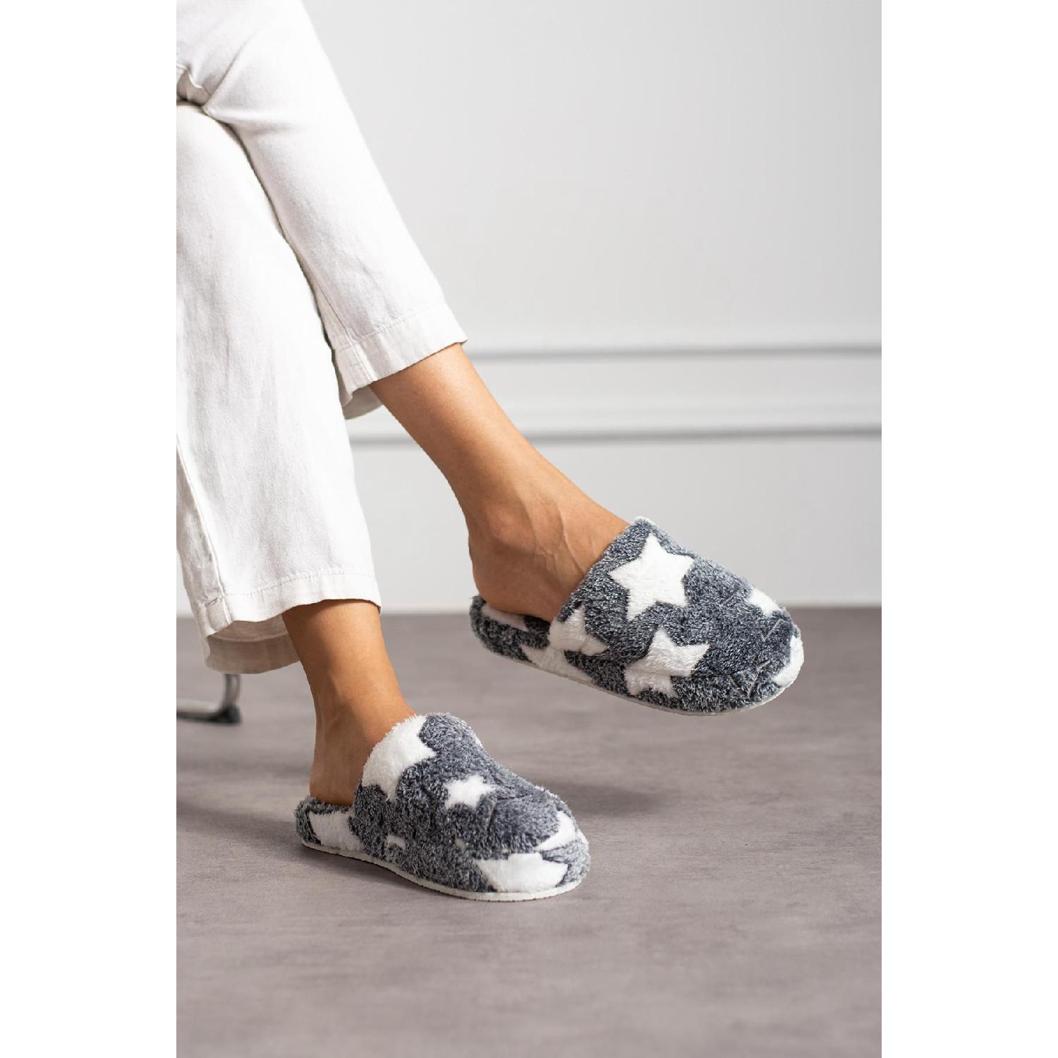 

Modafrato Yildiz Off Women s Indoor Slippers Winter Slippers Silent Sole 37 чёрный
