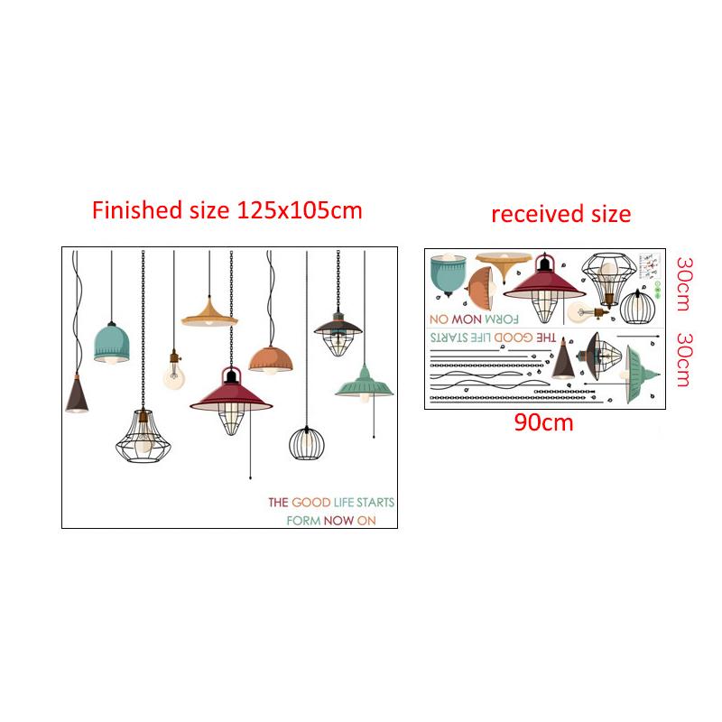 Adesivo da Parete Lampadario Stile Nordico Colorato Rimovibile Decorazione Sfondo TV per Camera da Letto e Soggiorno Adesivo Vetro Finestra