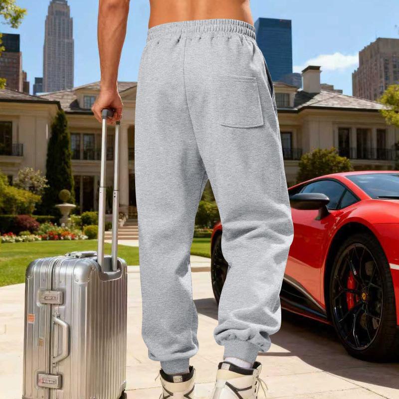 Men Fleece Lined Thickened Casual Sports Tapered Pants With Pockets