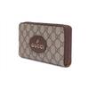 Gucci Seria Neo Vintage Długi Metalowy Zamek Błyskawiczny Z Logo Zdobionym Tygrysią Głową Płócienny I Skórzany Portfel Portfel Unisex Hebanowy Brązowy Żółty 473953-K9GOT-8861