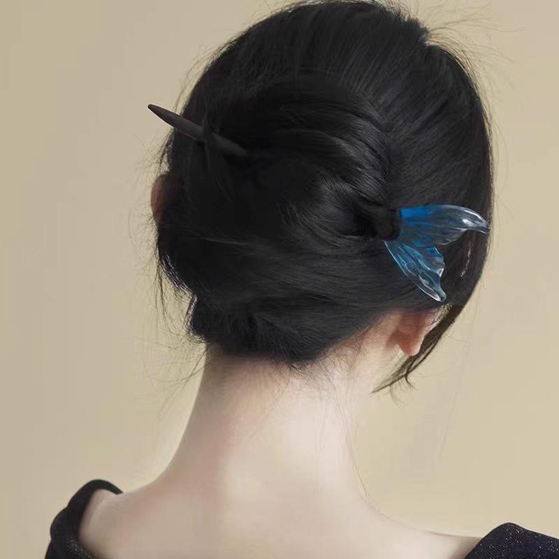 Chinesischer Stil Blaue Fischschwanz-Haarnadel Neu Aufgewickeltes Haar Modische High-End Haaraccessoires Antiker Stil Damen Haaraccessoires