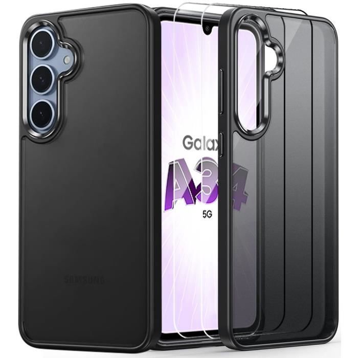 Coque et Verres Trempés - Samsung - Galaxy A34 5G - Anti-Rayures - Silicone - Translucide