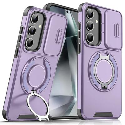 Magnetický puzdro s držiakom Armor pre Samsung Galaxy A56 A55 A36 A35 A16 A15 A54 NOTE 20ultra Posuvná ochrana fotoaparátu Nárazuvzdorný kryt