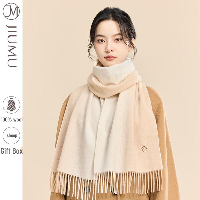 JIUMU Damski szalik z wełny jagnięcej w gradientowy wzór pandy