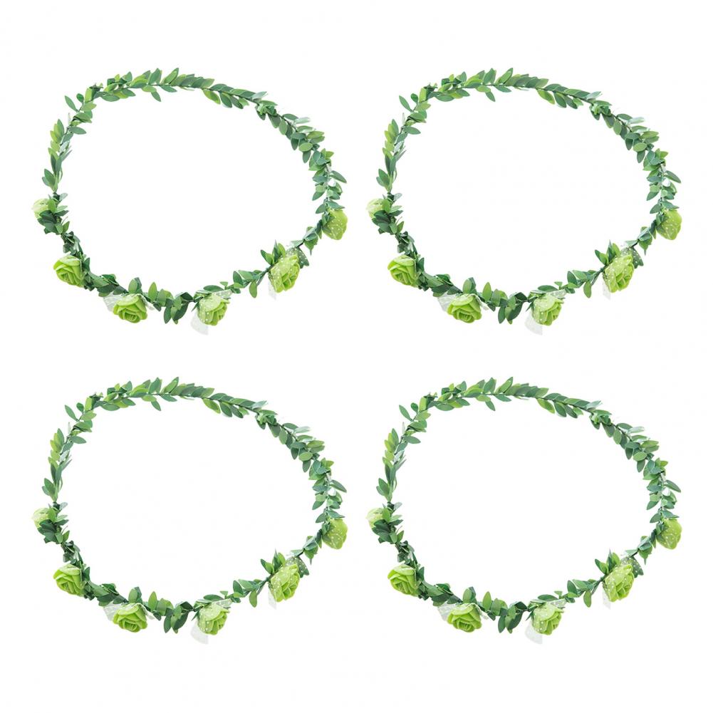4Pcs Rose Flower Crown Bride Floral Hair Wreath Headband Garland Women Girls Hair Accessories Wedding Party Headwear