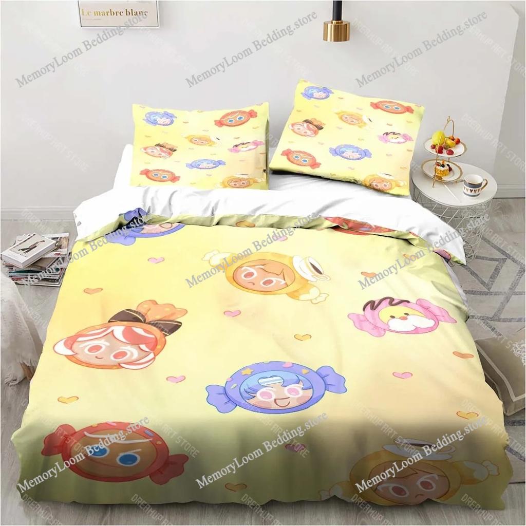 C-Cookie Run Kingdom Game Printed Bed Pillowcase and Duvet Cover Bedroom Home Decor Set Children's Room Bedding Set Luxury Gift