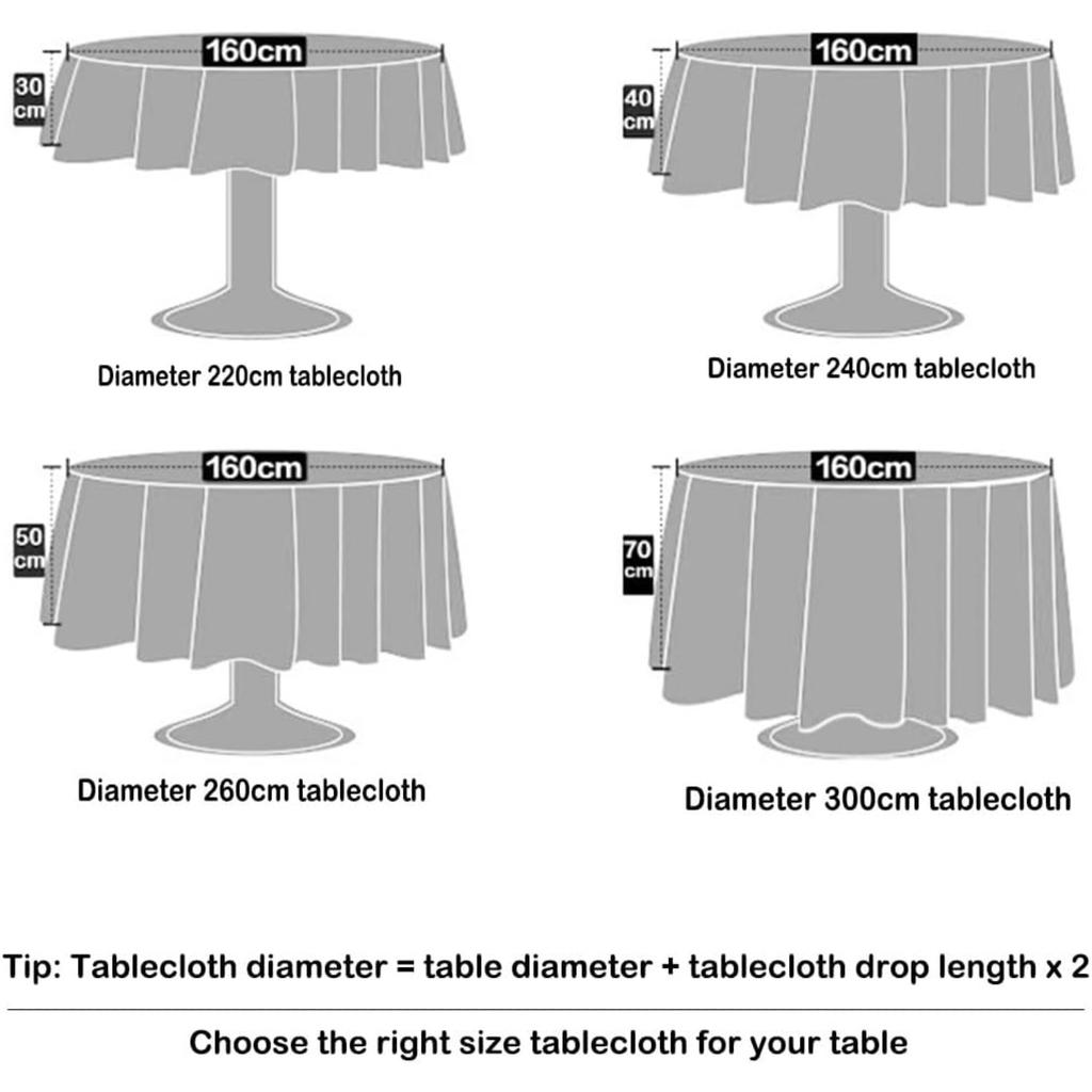 Round Polyester Tablecloth Wedding Table Cover Indoor Outdoor Table Cloths Washable Circle Table Cloth Decoration For Home, Dining, Kitchen, Garden