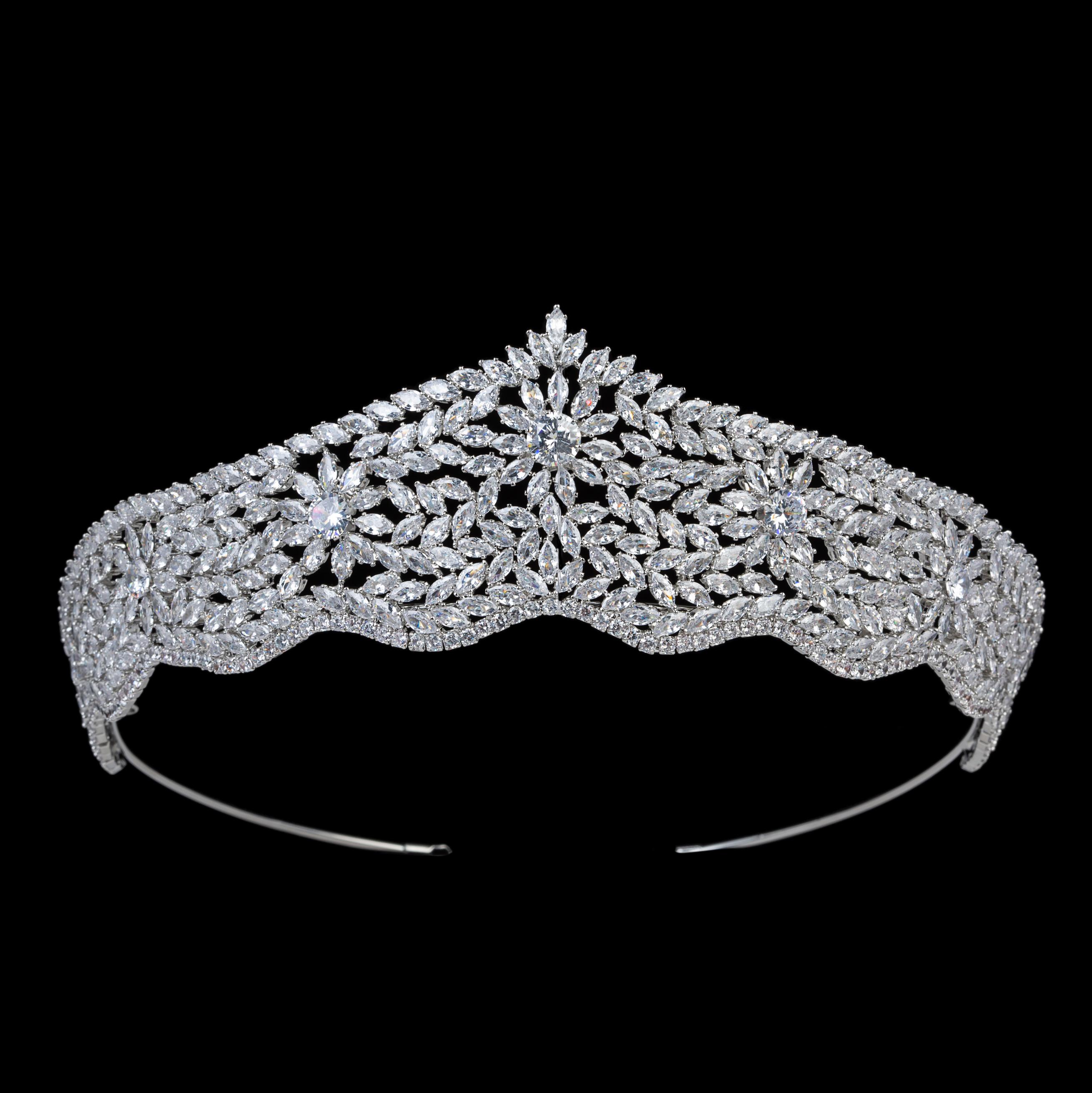 Echsio Bridal Wedding Tiara Classic New Fashion Design Bridal Hair Accessories Anniversary Women Crowns BC5858 Corona Princesa