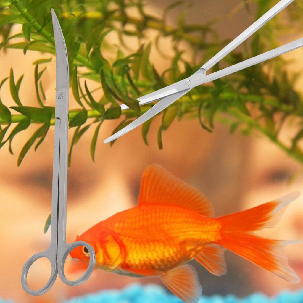 1PC Professional Stainless Steel Aquatic Plant Tongs Scissors for Aquarium Fish Tank(Curved )