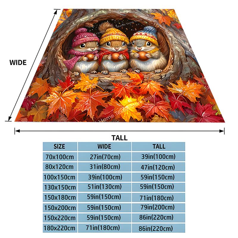 Warm Squirrel Home Flannel Blanket Soft Warm Throw Blanket Lunch Break Blanket For Picnic Couch Sofa Office Bed Camping Trave